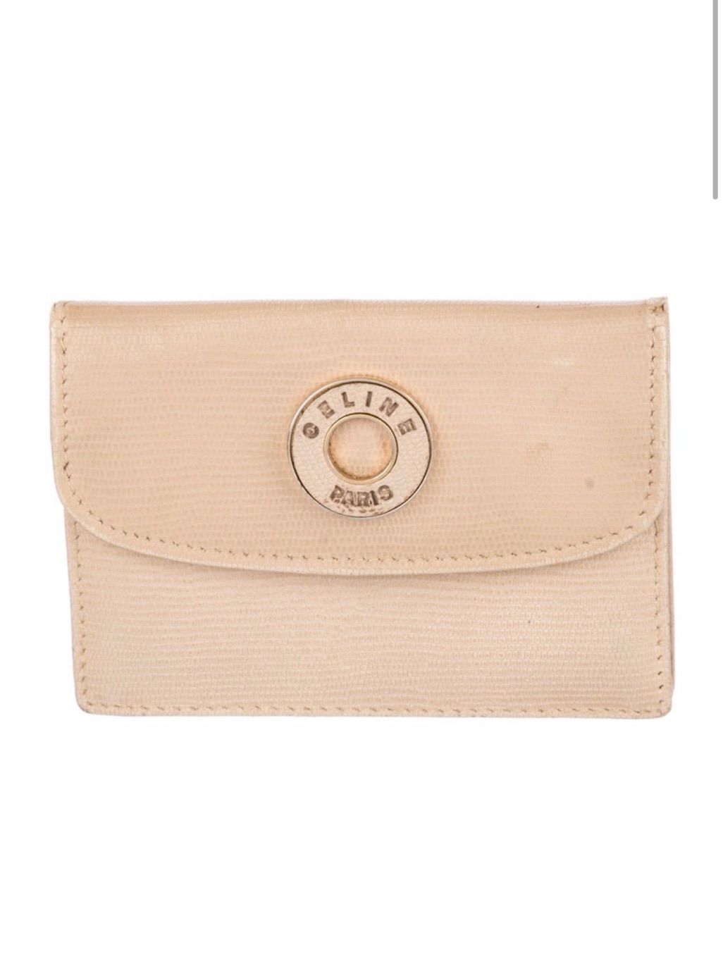 Celine Beige Leather Card Holder Wallet